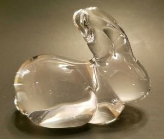 Daum France Art Crystal Rabbit Figurine,  Etched Marked,  3 1/2 " Long X 2 1/2 " H