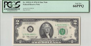 United States 1976 Fr.  1935 - L Pcgs Gem Unc 66 Ppq 2 Dollars Frn Star
