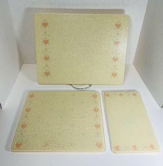 Set Of 3 Vintage Corning Ware Forever Yours Glass Cutting Board Counter Savers