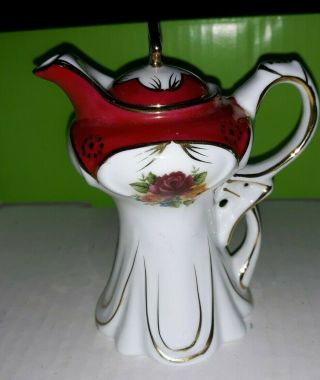 Vintage Small 4 Inch Tea Pot W/ Rose Decoration China