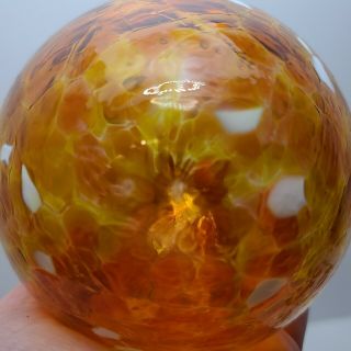 Vintage Kitras Art Glass 5 " Rare Orange Witch Ball Hanging Ornament Tags Canada