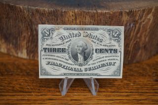 1863 Civil War 3 Cent George Washington Fractional Currency Note Green Reverse