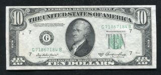 1950 - A $10 Ten Dollars Frn Federal Reserve Note Chicago,  Il Uncirculated