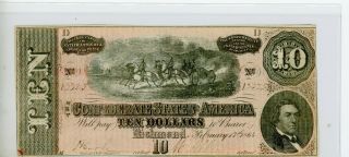T - 68 $10.  1864 Confederate States Of America,  Cr 549 A 22802