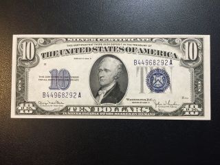F - 1705 1934 D $10 Silver Certificate Blue Seal Note Au 53