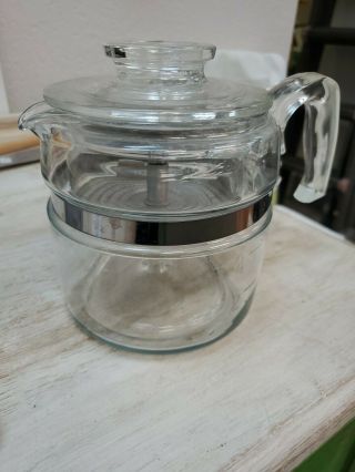 Vintage Pyrex Flameware Glass 4 Cup Percolator Coffee Pot 7754 - B