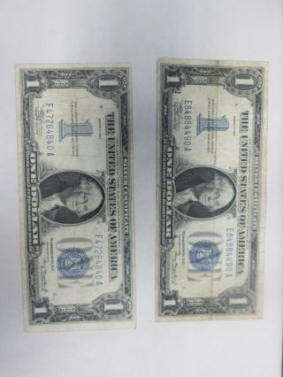Two 1934 Us $1 Silver Certificate Funny Back Notes
