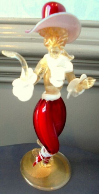 Mcm Murano Blown Art Glass Female Dancer Figurine Wearing Hat 1950 