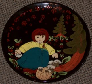 Vintage Adolf Burkart Kunst Keramik Magic Wall Plate Girl Picking Mushrooms L@@k