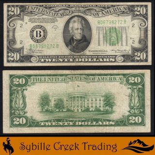 1934 - A $20 York Frn Federal Reserve Note Fr 2055 - B 98272 - P