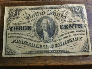 1863 United States 3c Three Cents Fractional Currency Note