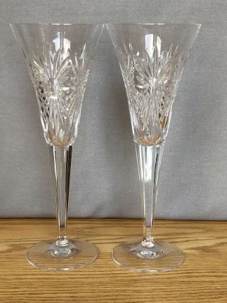 2 Waterford Crystal Health Millennium 9.  25 " Toasting Champagne Flutes