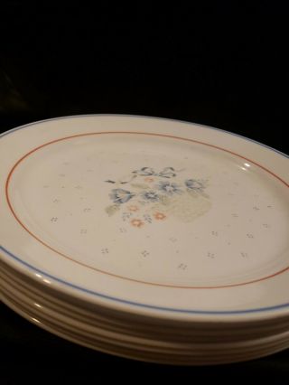 8 Corelle Country Cornflower Dinner Plates 10 1/4 " Basket And Blue Flowers