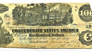$100 " Confederate Note " (black Train) $100 " Confederate " Crispy But
