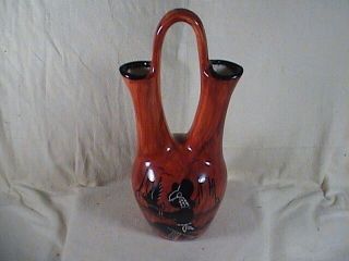 Hand Painted & Etched Wedding Vase Water Pitcher Signed Maw Paw Az 27