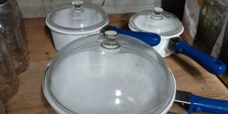 9 Piece Set Princess House Nouveau Cookware Saucepans Pots Blue Handles