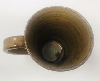 Hand Crafted Studio Pottery Brown Coffee Tea Mug Design Large 4.  5” Tall 2