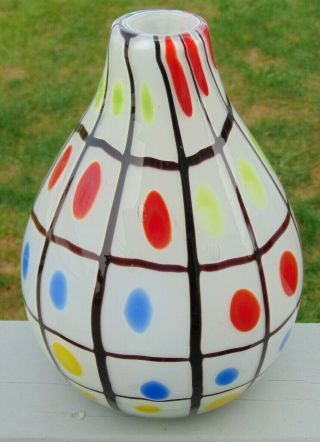 Vintage Murano Studio Hand Crafted Art Glass Heavy Vase Teardrop