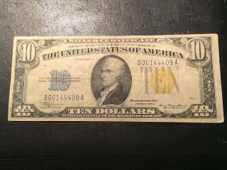 1934 A $10 North Africa Note Silver Certificate Vf
