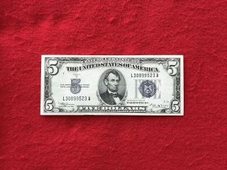 Fr - 1652 1934 B Series $5 Five Dollar Silver Certificate Xf - Au
