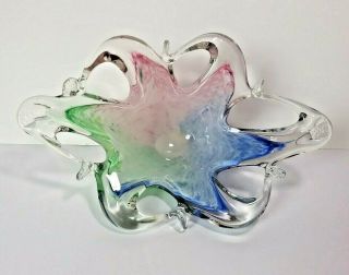 Vintage Murano Art Glass Abstract Bowl Italian Art Glass Candy Dish Made Italy