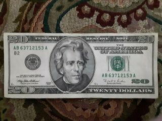 1996 $20 Twenty Dollar Bill Federal Reserve Note
