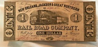 1861 $1 Orleans,  Jackson & Great Northern Railroad Co.  Currency