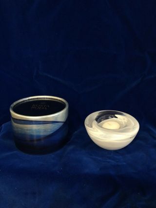 Kosta Boda Atoll Anna Ehrner Votive Candle Holder,  White Art Glass Set Of 2