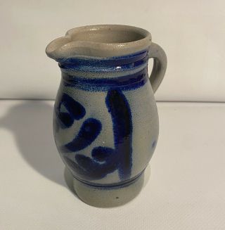 Vintage Salt Glazed Cobalt Blue Stoneware Small Pitcher/creamer