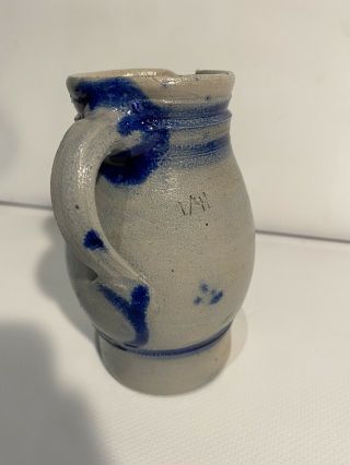 Vintage Salt Glazed Cobalt Blue Stoneware Small Pitcher/Creamer 3