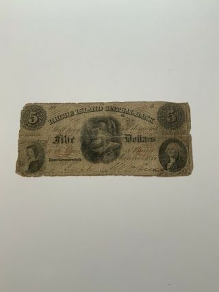 1855 Rhode Island $5 Obsolete Currency RHODE ISLAND CENTRAL BANK East Greenwich 2