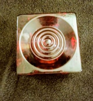 Vtg Viking Glass Mid - Century Modern 3 1/2 Inch Bullseye Ruby Red Candle Holder