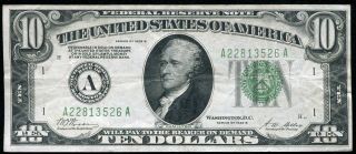 Fr.  2002 - A 1928 - B $10 Frn Federal Reserve Note “gold On Demand” Boston,  Ma