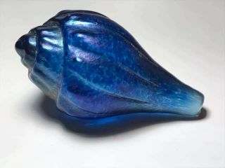 Robert Held Art Glass Blue Seashell Paperweight