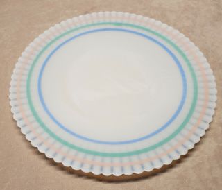 Macbeth Evans Petalware Cremax W/ Pastel Colored Bands Dinner Plate 10 3/4 "