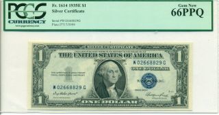 Fr 1614 1935e $1 Silver Certificate Gem 66ppq