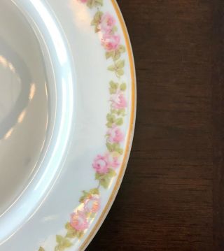 Antique French Porcelain Dessert Plate,  M.  Redon/PL Limoges,  Pink Roses RDN10 2