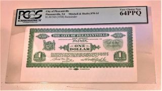 City Of Pleasantville Nj $1 1938 Remainder Note - Pcgs Grade 64ppq Very Choice