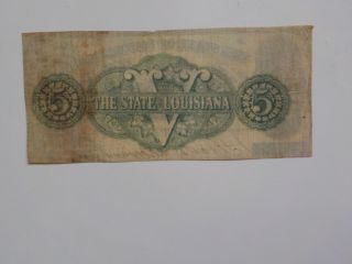 Civil War Confederate 1863 5 Dollar Bill Shreveport Louisiana Paper Money Note N 2