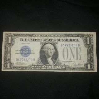 Usa One Dollar 1928 A Banknote Silver Certificate Blue Seal.