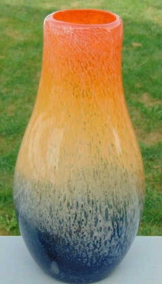 Vintage Murano Studio Hand Crafted Art Glass Heavy Vase Bubble Glass Teardrop