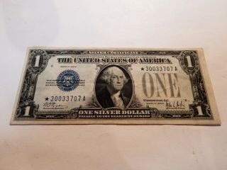 1928 B Star Note Silver Certificate $1 Note