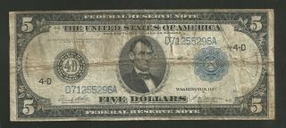 Fr 859c Five Dollars ($5) Series Of 1914 Federal Reserve Note Cleveland Ohio