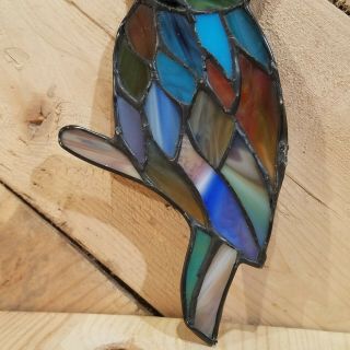 Vintage Stained Glass Owl Suncatcher Art Craft Unique Handmade - Swanky Barn 3