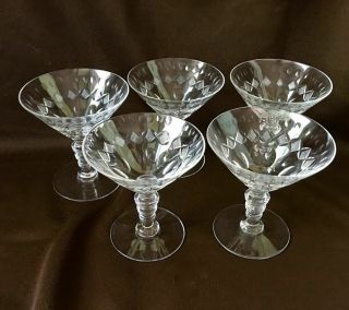 Vintage Hawkes Crystal 4074 - 4 Champagne/low Sherbets Set Of 5