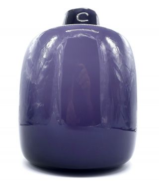 Vintage Scandinavian Purple Cased Art Glass Vase White Inside Large Decorative.