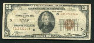 Fr.  1870 - G 1929 $20 Frbn Federal Reserve Bank Note Chicago,  Il (b)