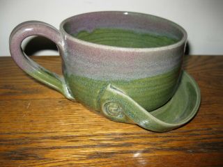 Mudworks Soup & Crackers Hand Thrown Usa Drip Glaze Art Pottery Bowl Mug