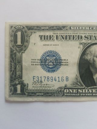 1928 B United States $1 One Dollar Silver Certificate Note 3