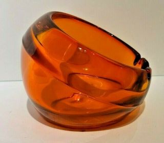 Mid Century Modern Art Glass Persimmon Orange Pipe Holder Ashtray Blenko Viking